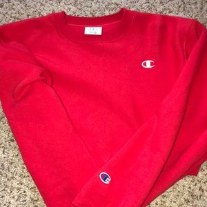 Red Champion cropped sweater